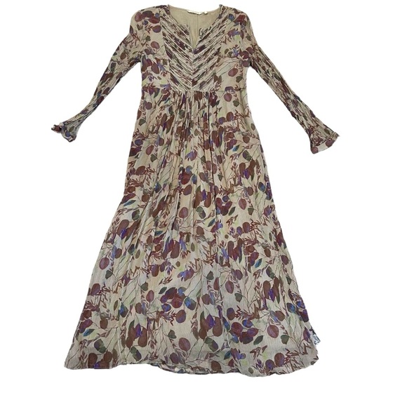 Soft Surroundings Dresses & Skirts - Soft Surroundings Sorcha Dress Floral Maxi Chiffon Pleated Long Sleeve Size 10